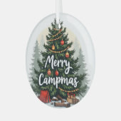 Merry Campmas Camping Theme Kerstboom Glas Ornament (Voorkant links)