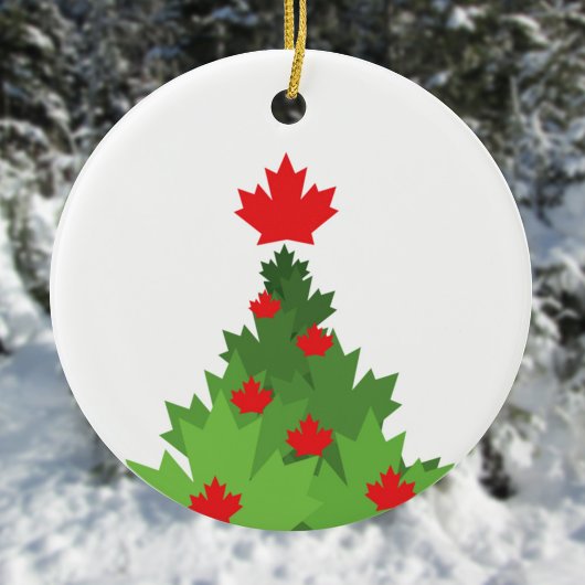 Merry Canadian Flag Kerstboom Keramisch Ornament