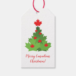 Merry Canadian Flag Maple Leaf kerstboom Cadeaulabel