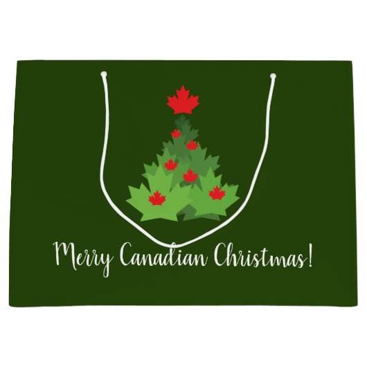 Merry Canadian Maple Leaf Flag Kerstmis Groot Cadeauzakje (Voorkant)