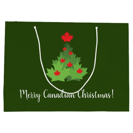 Merry Canadian Maple Leaf Flag Kerstmis Groot Cadeauzakje (Achterkant)