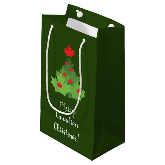 Merry Canadian Maple Leaf Flag Kerstmis Klein Cadeauzakje (Voorkant Gekanteld)