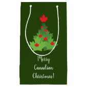 Merry Canadian Maple Leaf Flag Kerstmis Klein Cadeauzakje (Voorkant)