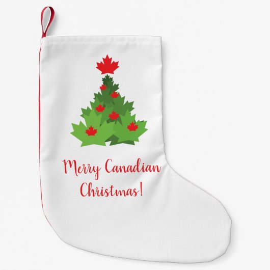 Merry Canadian Maple Leaf Flag Kerstmis Kleine Kerstsok (Voorkant)