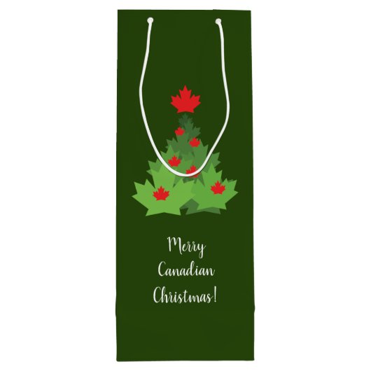 Merry Canadian Maple Leaf Flag Kerstmis Wijn Cadeautas (Achterkant)