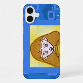 Merry Cartoon Blue Geometrische telefoonhoes iPhone 16 Plus Hoesje