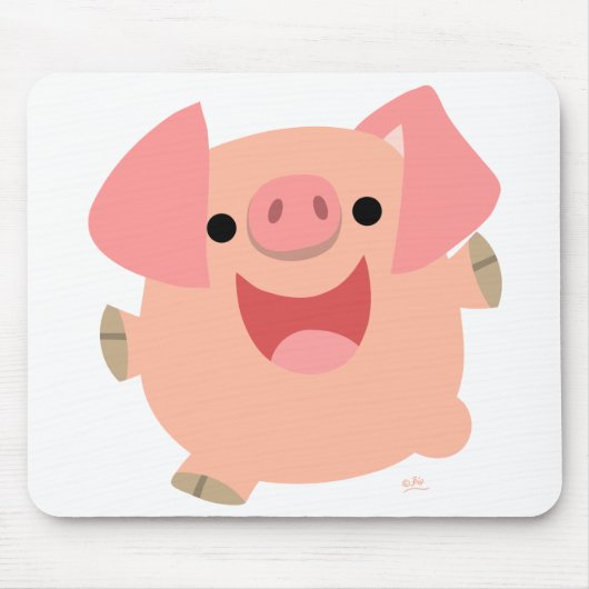 Merry Cartoon Pig mousepad Muismat (Voorkant)