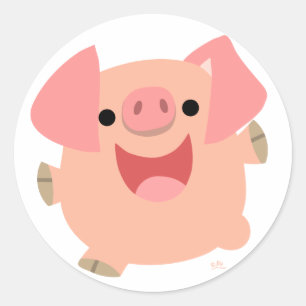 Merry Cartoon Pig-ronde-sticker Ronde Sticker