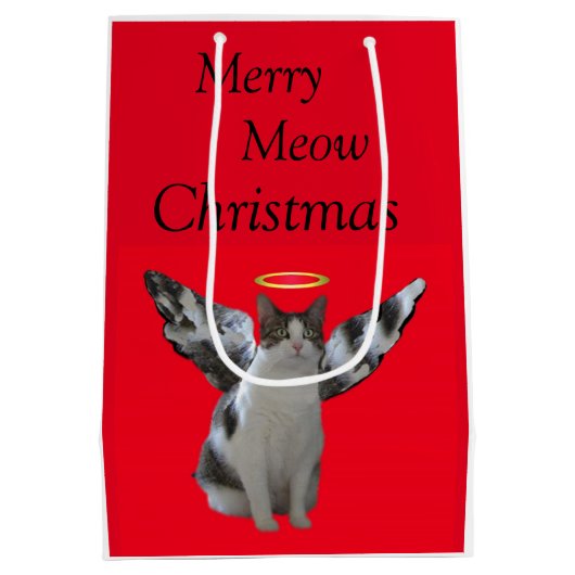 Merry Cat Angel kerst Medium Cadeauzakje (Achterkant)