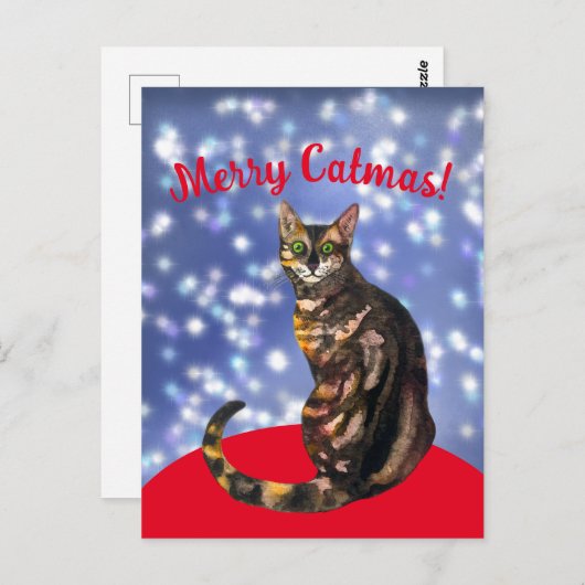 Merry Catmas, bengaals Briefkaart van katten (Voorkant / Achterkant)