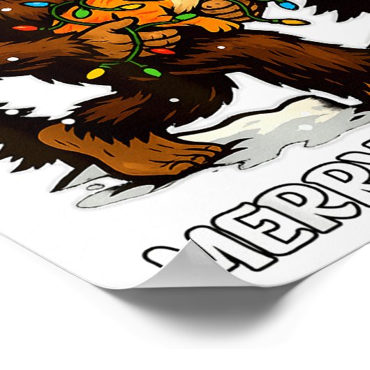 Merry Catmas Bigfoot And Lights Santa Hat Funny Ca Poster (Hoek)