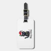 Merry Catmas Black Cat Christmas Light Xmas Family Bagagelabel (Voorkant verticaal)
