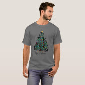 Merry Catmas Black Cat Lover Christmas Tree Light T-shirt (Voorkant volledig)