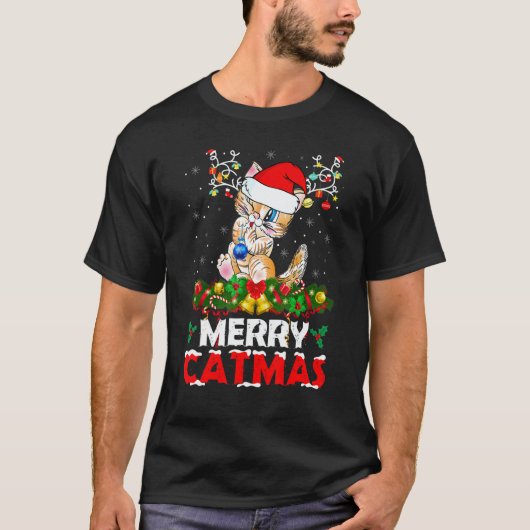 Merry Catmas Cat Christmas Pajamas X Mas Ugly Swea T-shirt (Voorkant)