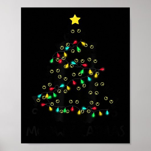 Merry Catmas Cat Christmas Tree Kids Girls Boys Me Poster (Voorkant)