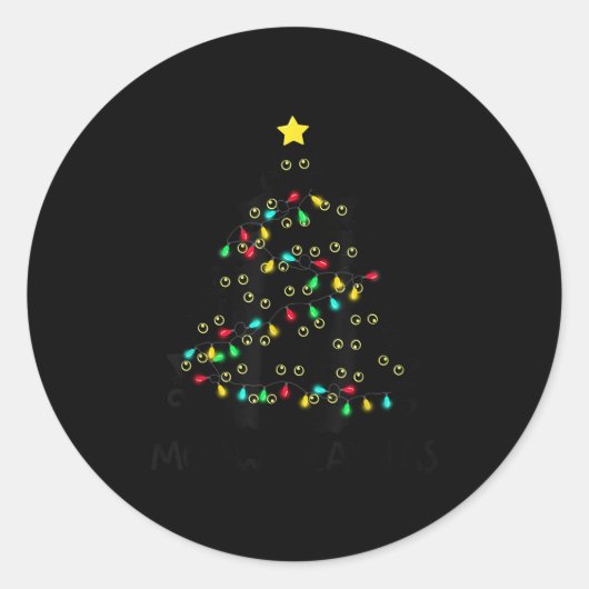Merry Catmas Cat Christmas Tree Kids Girls Boys Me Ronde Sticker (Voorkant)