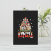 Merry Catmas Cat Kerstmis Pajamas X-mas Ugly Swea Kaart (Staand voorkant)