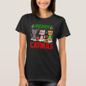 Merry Catmas Cat Kerstmis Pajamas X-mas Ugly Swea T-shirt (Voorkant)