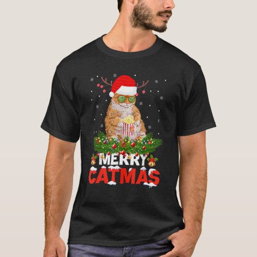 Merry Catmas Cat Kerstmis Pajamas X Mas Ugly Swea T-shirt (Voorkant)