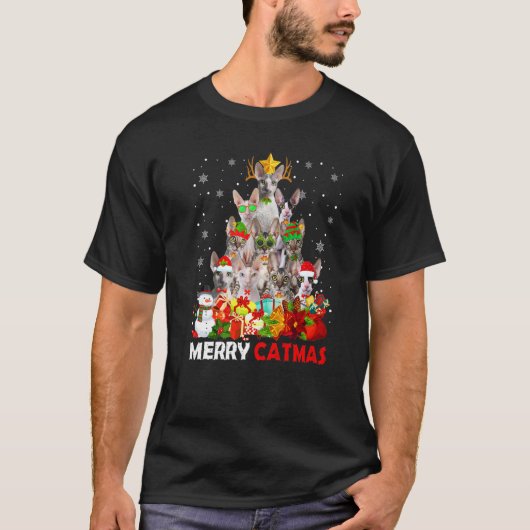 Merry Catmas Cat Mam Cat Pap Kerstmis T-shirt (Voorkant)
