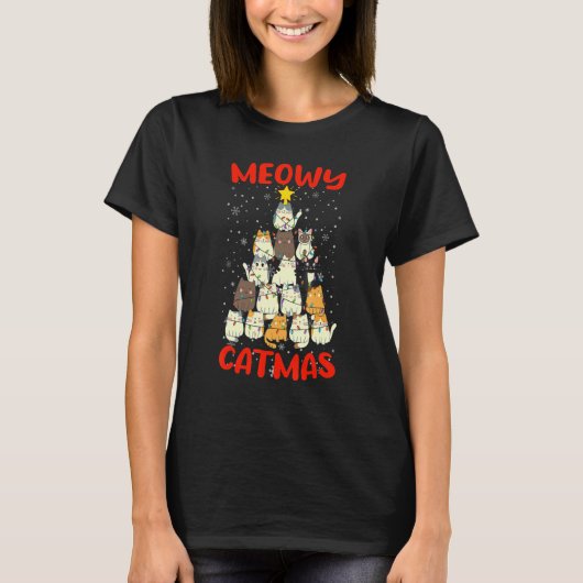 Merry Catmas  Cat Mom Cat Dad Christmas Cat  2 T-shirt (Voorkant)