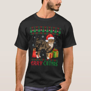 Merry Catmas Cat Ugly Kerstmanx Catt mam Pap T-shirt