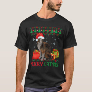 Merry Catmas Cat Ugly Kerstmis Abyssiniaanse mam P T-shirt