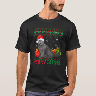 Merry Catmas Cat Ugly Kerstmis Chartreux mama Pap T-shirt