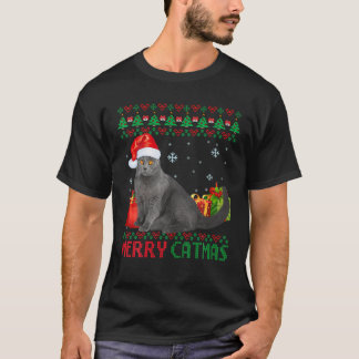 Merry Catmas Cat Ugly Kerstmis Chartreux mama Pap T-shirt