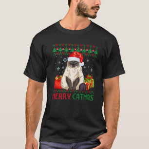 Merry Catmas Cat Ugly Kerstmis Himalayan mam Pap T-shirt