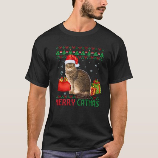 Merry Catmas Cat Ugly Kerstmis Laperm Cat Mam Pap T-shirt (Voorkant)