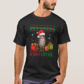 Merry Catmas Cat Ugly Kerstmis Maine Coon mam Pap T-shirt (Voorkant)