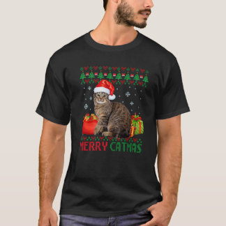 Merry Catmas Cat Ugly Kerstmis Pixi Bob Cat Mam D T-shirt