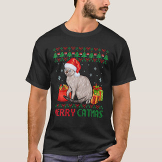 Merry Catmas Cat Ugly Kerstmis Siamese Cat Mam Da T-shirt