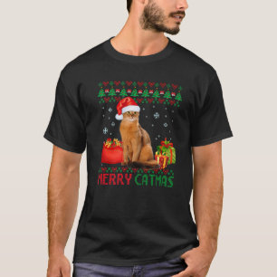 Merry Catmas Cat Ugly Kerstmis Somali Catt mam Da T-shirt