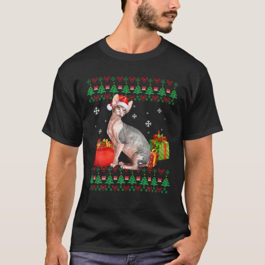 Merry Catmas Cat Ugly Kerstmis Sphynx mam Pap T-shirt (Voorkant)