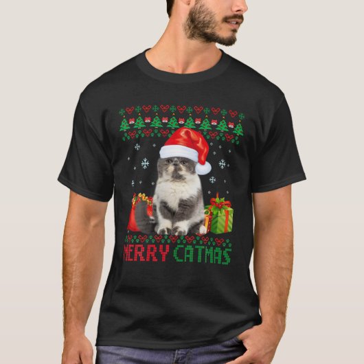 Merry Catmas Cat Ugly Kerstshorthair Exotic C T-shirt (Voorkant)