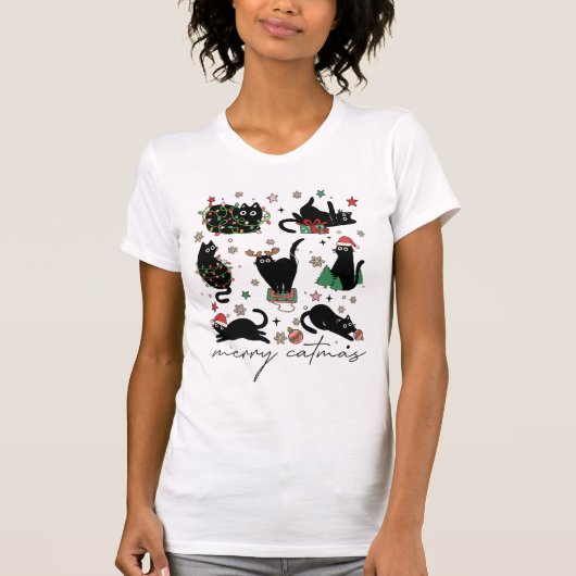 Merry Catmas Christmas Cat Chaos Funny T-shirt (Voorkant)