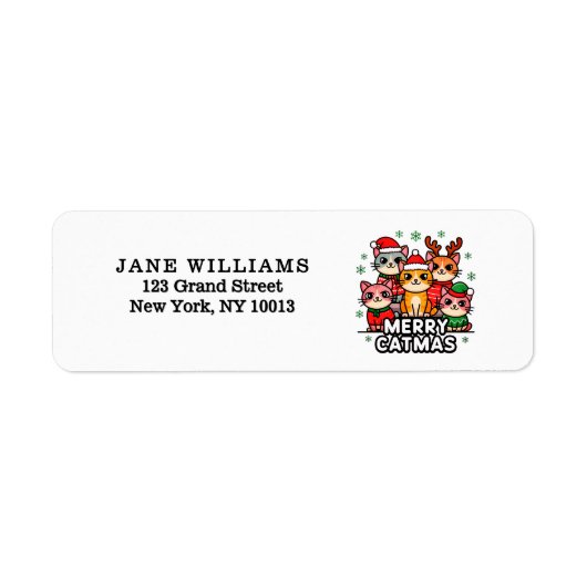 Merry Catmas Christmas Return Address Label (Voorkant)