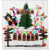 MERRY CATMAS, Cute Cat kerstcadeau, X-mas Cat Douchegordijn (Voorkant)