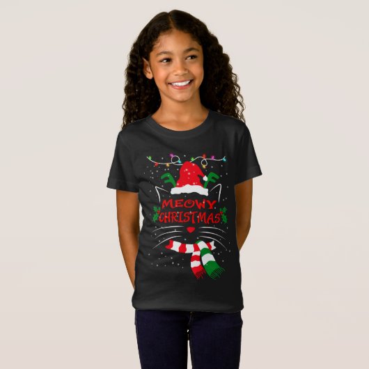 MERRY CATMAS, Cute Cat kerstcadeau, X-mas Cat T-shirt (Voorkant volledig)