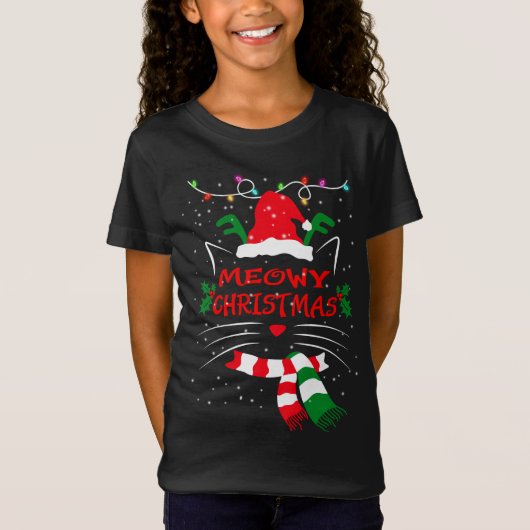MERRY CATMAS, Cute Cat kerstcadeau, X-mas Cat T-shirt (Voorkant)