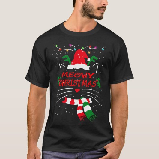 MERRY CATMAS, Cute Cat kerstcadeau, X-mas Cat T-shirt (Voorkant)