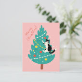 Merry Catmas - Een Spinnende kerstklim Feestdagenkaart (Staand voorkant)