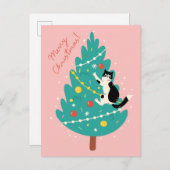 Merry Catmas - Een Spinnende kerstklim Feestdagenkaart (Voorkant / Achterkant)
