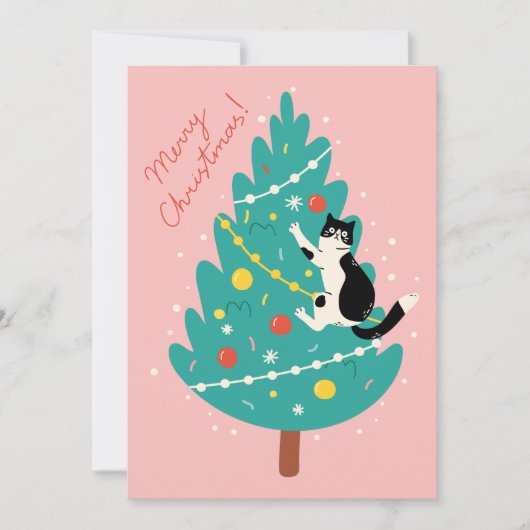Merry Catmas - Een Spinnende kerstklim Feestdagenkaart (Voorkant)