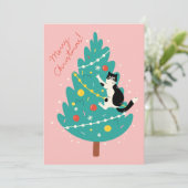 Merry Catmas - Een Spinnende kerstklim Feestdagenkaart (Staand voorkant)