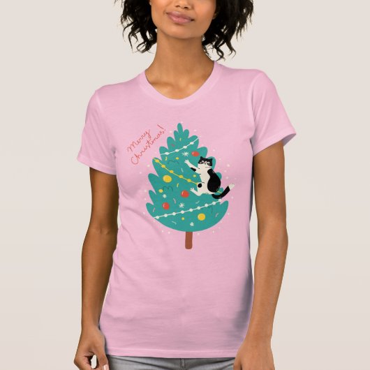Merry Catmas - Een Spinnende kerstklim T-shirt (Voorkant)