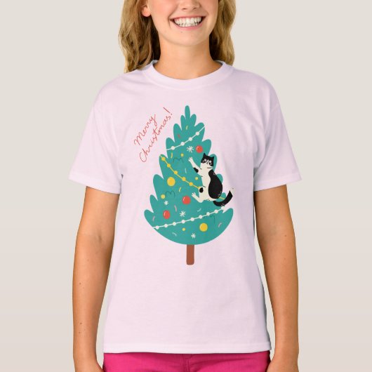Merry Catmas - Een Spinnende kerstklim T-shirt (Voorkant)