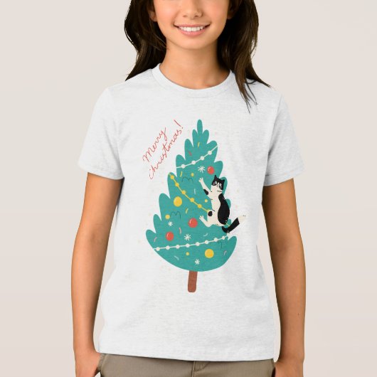 Merry Catmas - Een Spinnende kerstklim Tri-Blend Shirt (Voorkant)